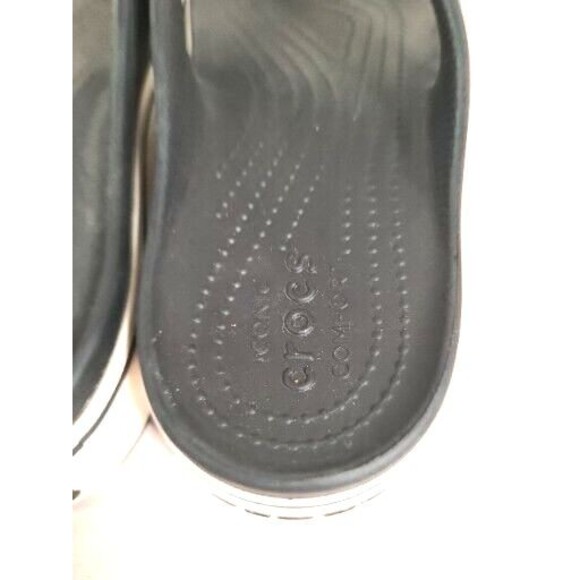 Crocs Mens 8 Womens 10 Comfort Chunky Flip Flop Thong Strap Sandals Black White - Picture 4 of 8
